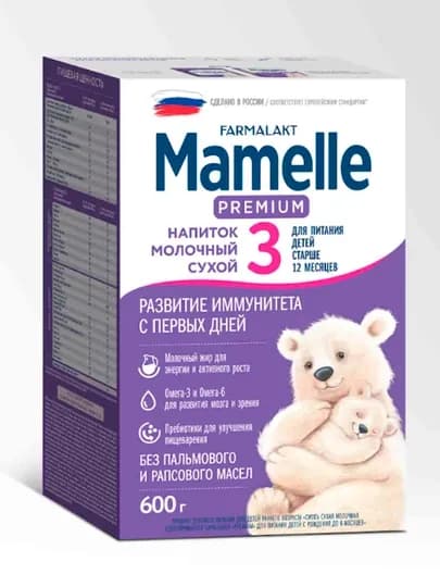 Сухая молочная смесь Mamelle PREMIUM 3 600гр (12+мес)