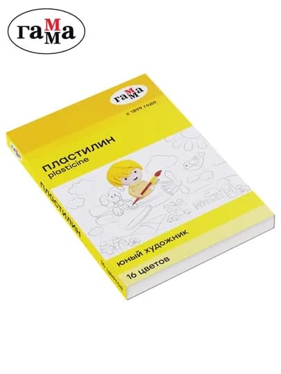 Пластилин Гамма "Юный художник", 16 цветов, 224 г, со стеком, картонная упаковка, 280046