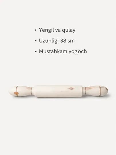 Деревянная скалка для теста, кухонные принадлежности, натуральное дерево — MEBEL10-MEBEL05-КРЕМОВ
