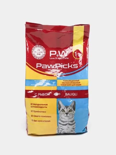 Сухой корм для кошек Paw picks с рыбой, 1 кг