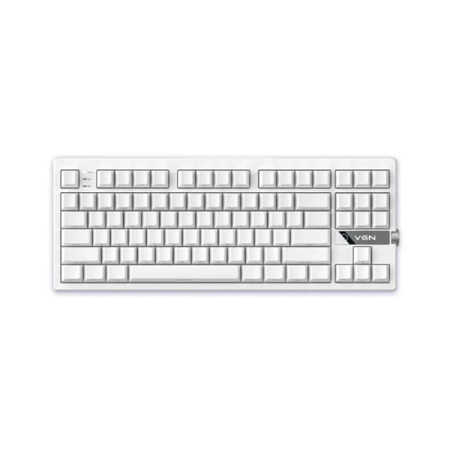VGN V87 V2 Snow Lotus White Side-printed, Dynamic Gold Switch, RGB LED, Hot-Swap