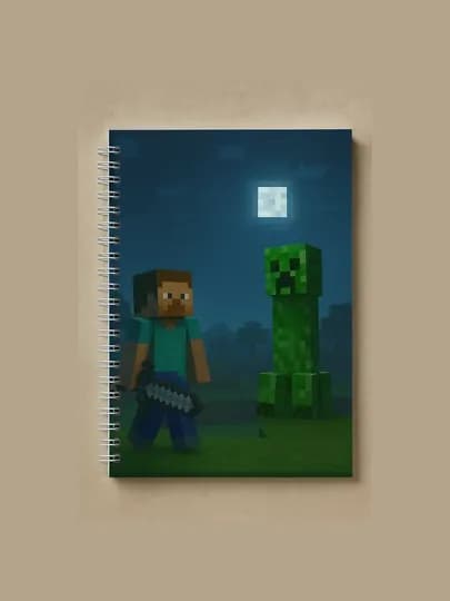 Блокнот Майнкрафт, Minecraft, А5, 40 страниц, на пружинке, тетрадь, геймерский, школьный. — ТОЧКА-ИАЙН-КРЕМОВ-лист