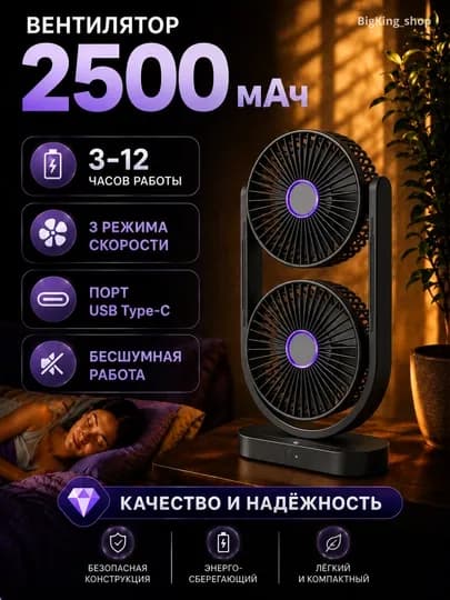 Вентилятор и увлажнитель воздуха 2 в 1 — охлаждает помещение и увлажняет воздух — KINGSHO-VENTILYATOR-ЧЕРНСТЕ