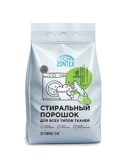 Стиральный порошок ZONTEX (3 кг) — VORTEX1-ZONTEX3KG-САЛАТ