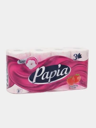 Туалетная бумага Papia клубника, 3 слоя 8 шт