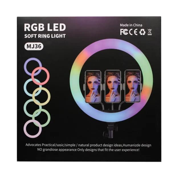 Кольцевая лампа LED RGB MJ36 (36см) - Без штатива 28367