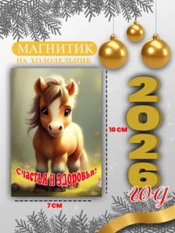 Магнит на холодильник "Лошадь символ года 2026", подарок на новый год — GIFTSSS-2026YILMAGNIT-АЛЫЙ