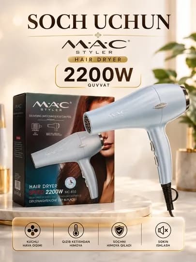Профессиональный фен для сушки и укладки волос Mac-Styler MC-810 — UZOSH-DZ12