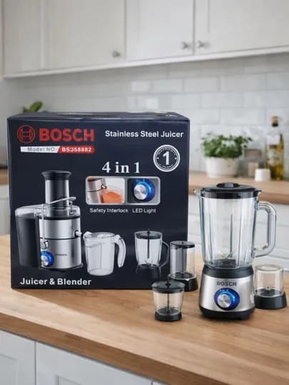 BOSCH Комбайн для кухни, 4 в 1, измельчитель, соковыжималка, чоппер, блендер, кофемолка