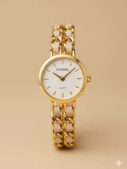 Классические часы с цепочным дизайном — LWATCHS-95W0168-БЕЖЕВ