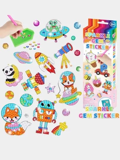 Алмазная мозаика наклейки для детей, по номерам и цветам, детская, DIY — TOYMAG-STRZNKL-ТЕМНРОЗ