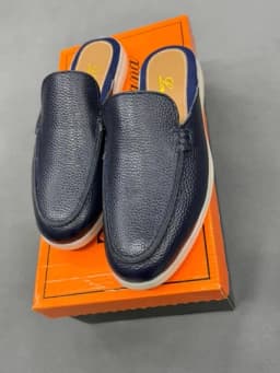 Мужские макасины в стиле Loro Piana, открытая пятка, летняя модель — ABUS-LOROPIONA235-ТЕМНСИН-43