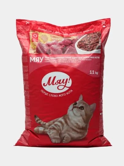Сухой корм для кошек Мяу, телятина, 11 кг