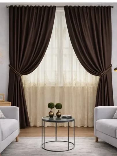 Шторa, размер 280×150 см, подходит для зала, кухни, гостиной и детской комнаты — LIBOSL-00004-ШОКОЛ-2 dona