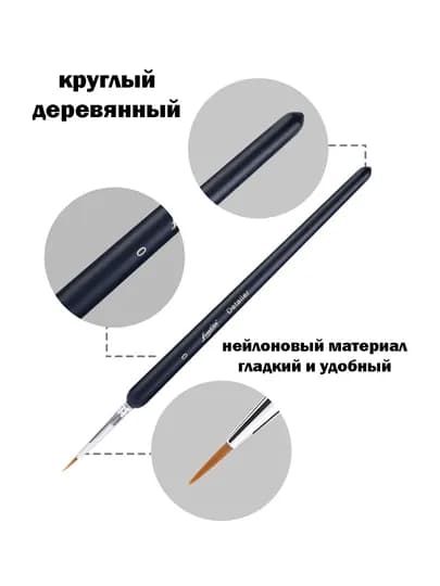 Набор кистей для прорисовки мелких деталей, точной прорисовки, для миниатюр