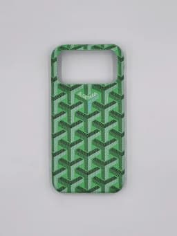 Современный чехол в стиле Goyard для iPhone серии 13–17 — IFIXMOB-GYRDNEW-ЗЕЛЕН-15MAX