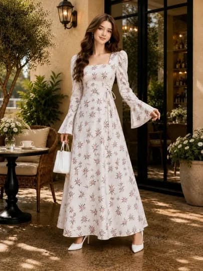Женское длинное платье, летнее, с поясом на талии — SMBSHOP-LOLAKUYLAK-КОРАЛЛ-4446