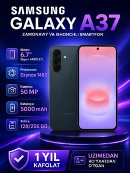 Samsung Galaxy A37 5G, Super AMOLED, 120 Гц, HD 4K, камера 50 Мп, 5000 мАч — 4447-A3777-ФИОЛЕТ-256adpt
