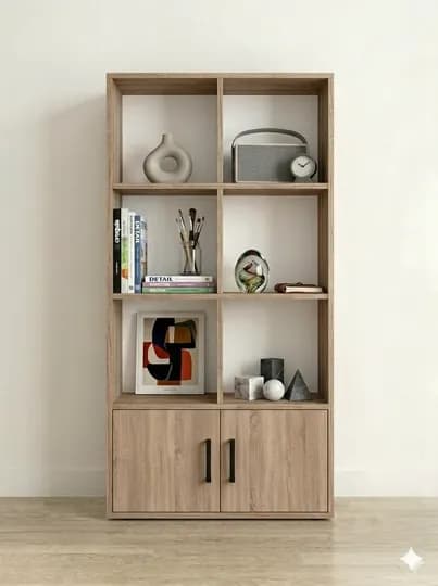 Стеллаж KRYUZ с открытыми и закрытыми полками, шкаф для вещей, 140х60х30 см — UFM-KRYUZ-БЕЖЕВ-KRYUZ