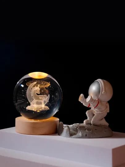 3D ночник, светильник стеклянный, настольная лампа, LED-подсветка — LAKEP-АРТ0101-РОЗОВ