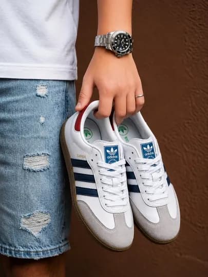 Мужские кеды Adidas Samba Original – белые классические кроссовки — YETTIX-SAMBA-КРАСН-44