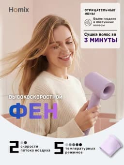 Фен Homix высокой скорости, для сушки и укладки, с ионизацией