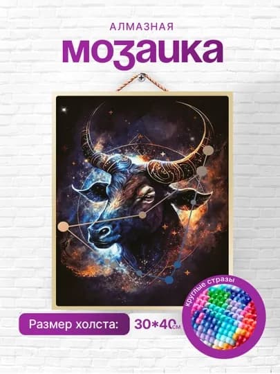Алмазная мозаика вышивка Skystore "Знаки зодиака" холст на подрамнике, 30 х 40 см — SKYST0R-GORSKOP-АЛЫЙ