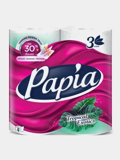 Туалетная бумага Papia Tropical Exotic 3 слоя 4 рулона