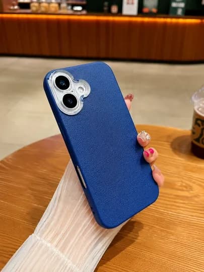 Кожаный защитный чехол для iPhone 17, iPhone 17 Pro, iPhone 17 Pro Max, iPhone 17 Air — YORKCAS-YORKLEATHER-СИНИЙ-IP17AIR