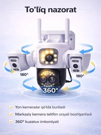 WiFi 4G камера 3MP 360° Zoom IP камера V380 Pro ICSee YooSee поддержка приложений — 567117-YOOSEE-БЕЛЫЙ-Yosewif