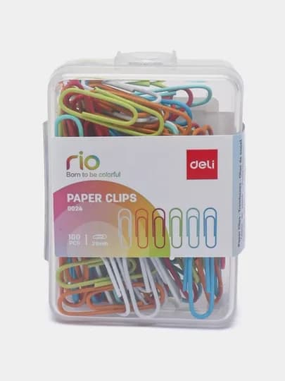 Скрепки цветные 29 мм, в упаковке 100 шт, Deli E0024 — ДЕЛИ-P1099C3-СИНИЙ