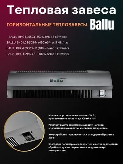 Горизонтальная тепловая завеса Ballu, профессиональная защита от холода — IGAJET-BA11U-СЕРЕБРН