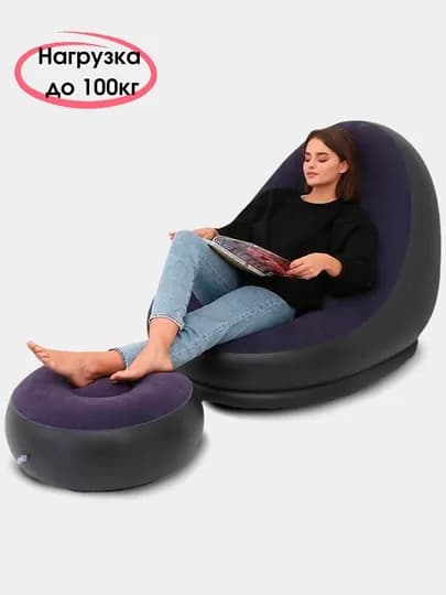 Кресло надувное Empire Chair Intex, с прозрачной отделкой — BESTWA-P0742AB-ТЕМНСИН