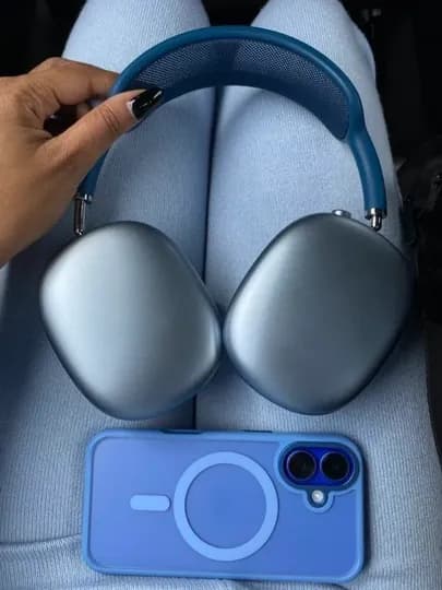 Беспроводные наушники Airpods Max, работают по Bluetooth — AKSESSM-AIRPODSMAX-СИНИЙ