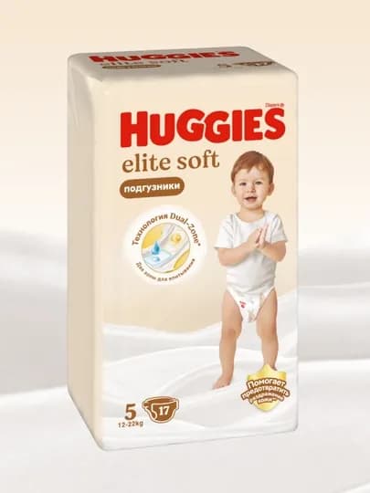Подгузники Huggies Elite Soft 12-22 кг, 5 размер, 17 шт — KMC-10156