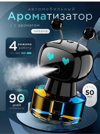 Автомобильный ароматизатор робот, с LED подсветкой и аккумулятором 300mAh
