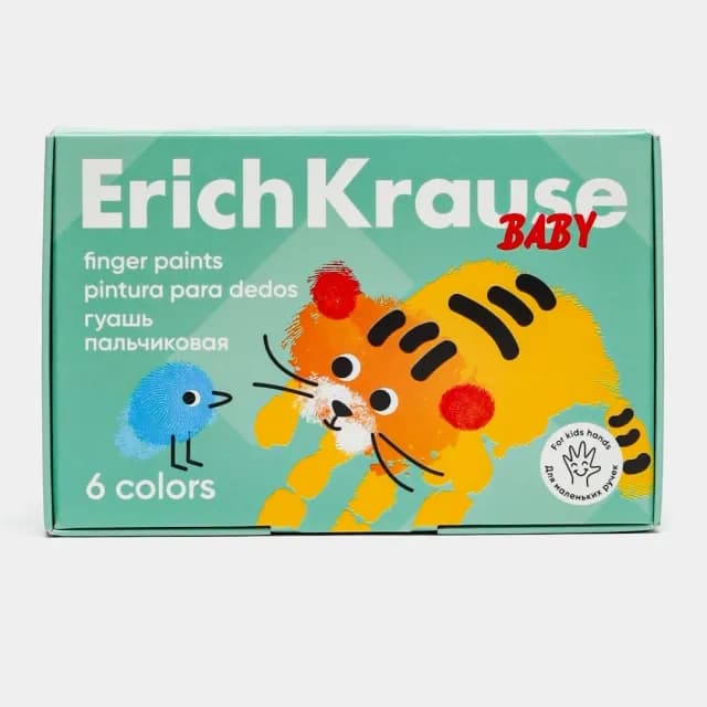 Aloe Vera qo‘shilgan ErichKrause Baby barmoq bo‘yoqlari, 6 rangli