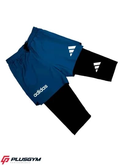Мужские шорты для фитнеса, с лосинами — PLUSGYM-SHORTIKADIDAS-СИНИЙ-4XL