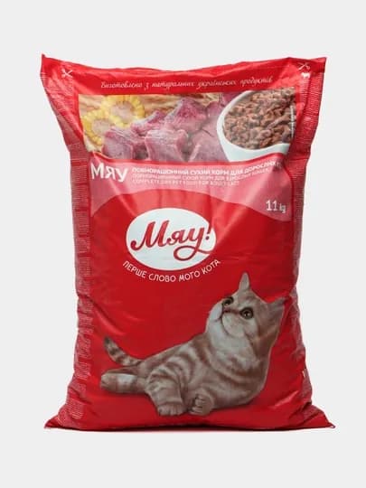 Сухой корм для кошек Мяу с мясом, 11 кг