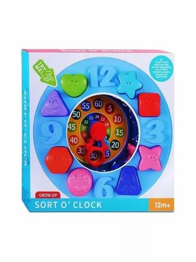 Игрушка-сортер "Часы", 8 деталей, голубой циферблат — GOODTOY-SORTOCLOCK