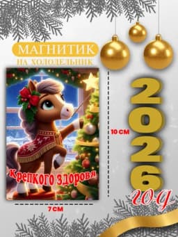 Магнит на холодильник "Лошадь символ года 2026", подарок на новый год — GIFTSSS-2026YILMAGNIT-БЕЛЫЙ