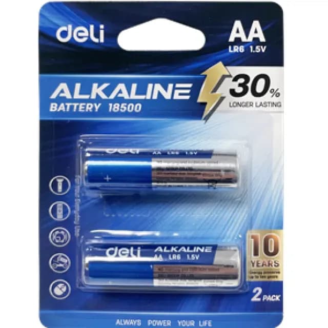 Deli AAA LR6 1.5V batareyalari, 2 dona, 18500