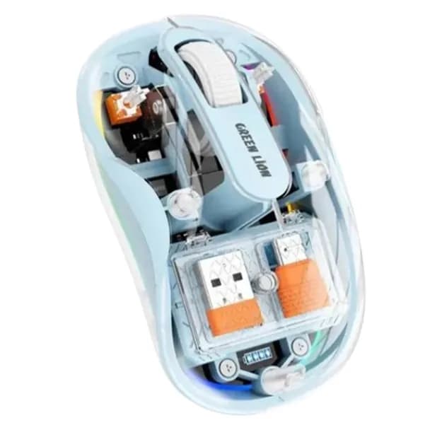 БЕСПРОВОДНАЯ МЫШЬ GREEN LION TURTLE MOUSE 2400DPI — ПРОЗРАЧНАЯ Blue