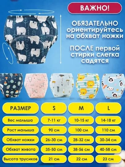 Многоразовые подгузники-трусики для приучения к горшку, тренировочные, трусы для детей — BBS-TRUSIK-БЕЛЫЙ-S