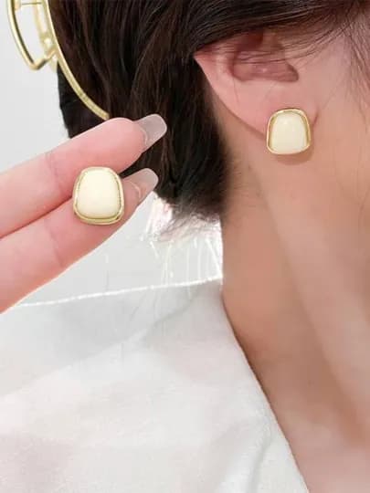 Женские серьги, аксессуары, бижутерия, украшение, отличный подарок — FERMART-ZIR0014-БЕЖЕВ