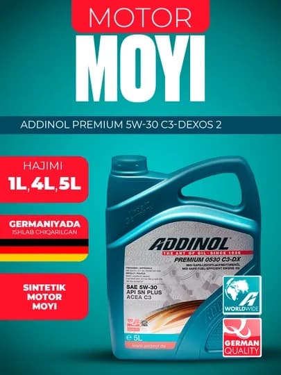 Синтетическое моторное масло Addinol 5W30 C3-Dx
