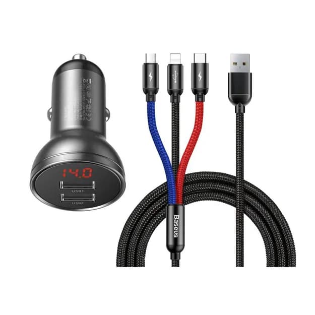 Автомобильное зарядное устройство 2USB TZCCBX-0G 3x1