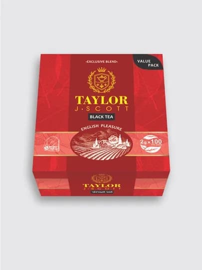 Taylor J-Scott English pleasure, черный чай, 100 пакетиков