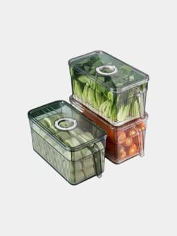 Контейнер для хранения продуктов в холодильнике, с крышкой, для фруктов и овощей, бокс — HOMECOR-КОНХОЛ-ЗЕЛЕН-SMALL