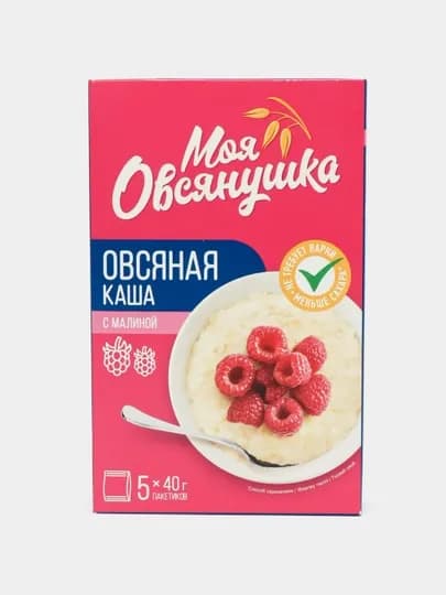 Каша овсяная Увелка, с малиной, 5 * 40 г
